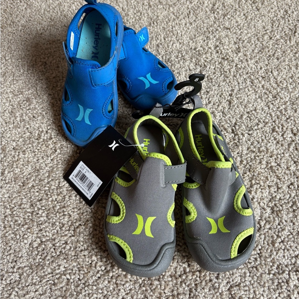 Hurley Kids Water Shoes - Blue and Gray with Neon Accents